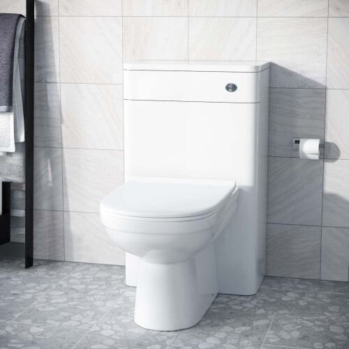 NES Home Modern 500mm Back To Wall WC Toilet Unit Gloss White | Afern 1