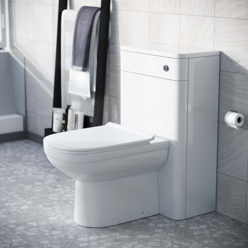 NES Home Modern 500mm Back To Wall WC Toilet Unit Gloss White | Afern 2