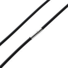 5pcs 3mm Black Rubber Cord Necklace with Stainless Steel Closure - 22 Inch
