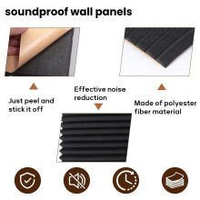 Lot de 60 Panneaux Acoustiques Auto-Adhésifs, Panneaux En Mousse Insonorisée, Panneaux Muraux Insonorisés Haute Densité pour la Maison (Noir)