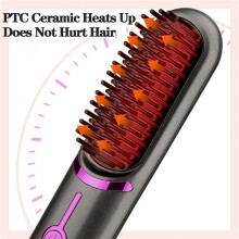 2X Wireless Hair Straightener Brush Fast Heated Straightener Brush Third Gear Adjustable Hair Curler Heating Comb