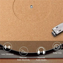6 Pieces Cork Turntable Mats with High Fidelity for Vinyl LP Record Players Audiophile Reduce Noise