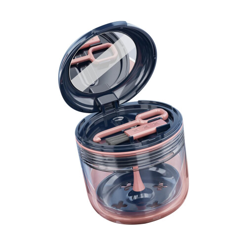 Denture Case with Mirror, Leakproof Retainer Storage Box, Compact Travel Aligner Holder Sapphire Blue