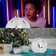 2X, 30cm Disco Light Mirror , Stage Reflective Party Mirror Balls Silver with Hanging Rings for Dance, Birthday,Home