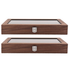 2X 12 Grid Walnut Pen Storage Holder Pen Case Wear-Display Student Gift Anti Dust-Rectangle Fountain Box Pen-Collection