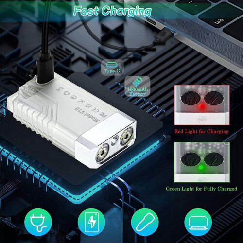 2X  LED Keychain Flashlight, Rechargeable Pocket Torch with 14 Modes 1000LM Small Powerful Torch IPX4 1