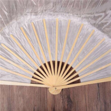 Silk Unisex Chinese Silk Dance Fans 6Pcs Belly Dance Fans White Color 180x90Cm