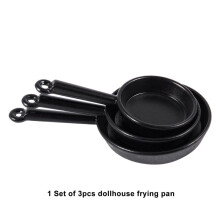 1/12 Scale 9Pcs Dollhouse Miniature Metal Frying Pans Cooking Pot Cookware Kitchen Accessory Black