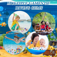 48Pcs Diving Gems Pool Toys Large Oceans Gem Diamond Gems Pirate Treasure Chest Summer Underwater Swimming Toys