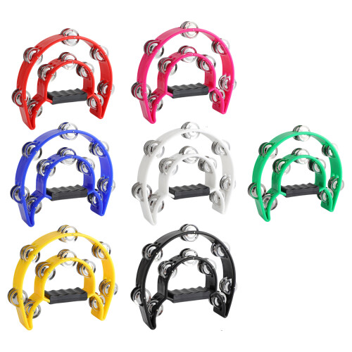 Practical Hand Bell Multiple Color Tambourine Double-Sided-5 2