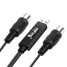 2X HiFing Convertisseur / Adaptateur D'Interface MIDI Hi-Fi USB IN-OUT avec Cable MIDI DIN A 5 Broches pour PC / Ordinateur Portable /