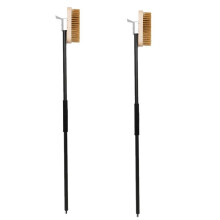 2X Pizza Oven Copper Brush Bristle Brass Scraper Household Grill Cleaning Oven Brush with 80cm Aluminium Handle