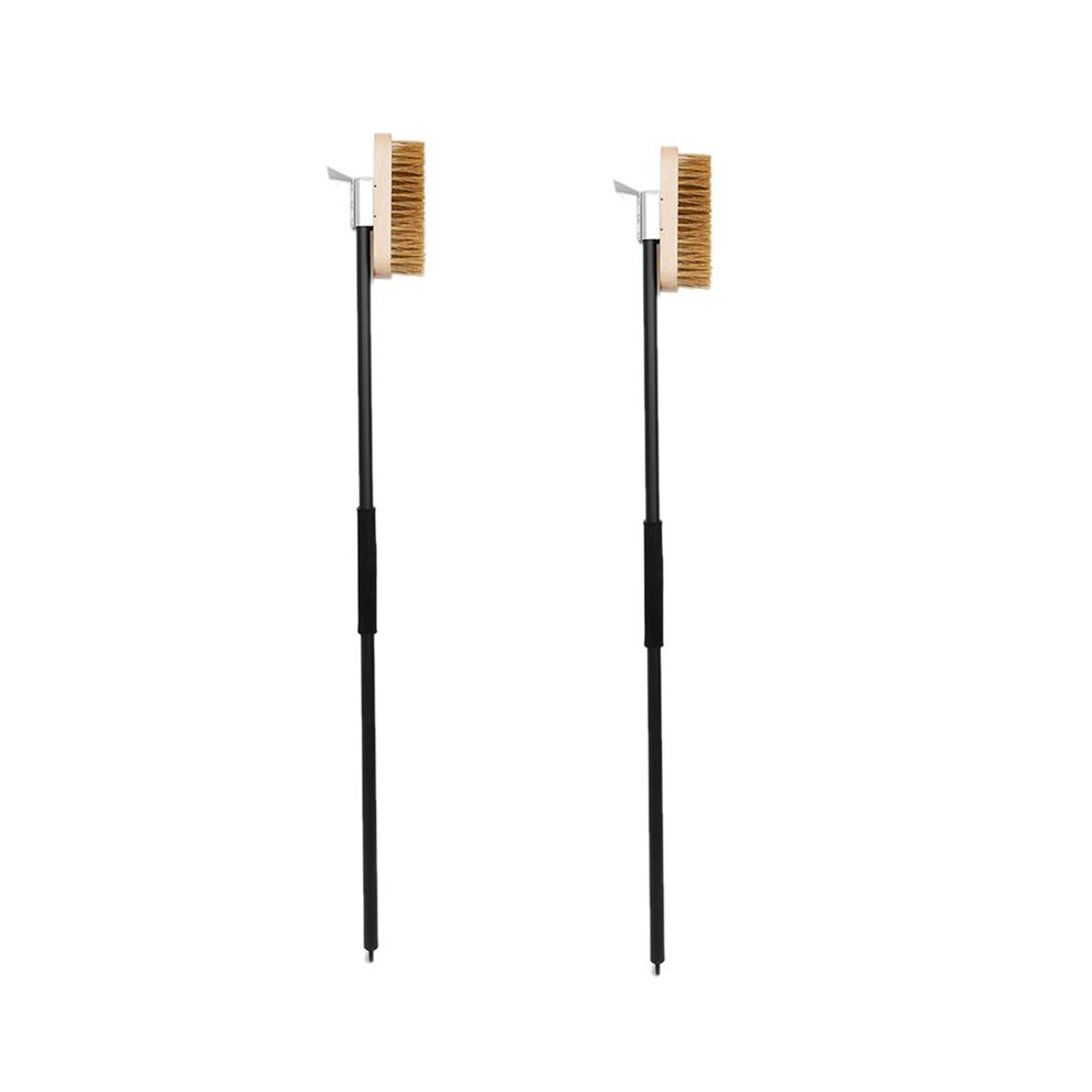 2X Pizza Oven Copper Brush Bristle Brass Scraper Household Grill Cleaning Oven Brush With 80Cm Aluminium Handle 4713036878326