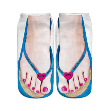 10 Pair Flip Flop Socks 3D Pattern Manicure Print Funny Hidden Comfort Running Socks Women Personalized Low Cut Ankle