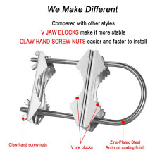Double Antenna Mast Clamp V Jaw Block with U Bolts Heavy Duty Anti-Rust Mast to Mast Mount Bracket Kit for TV,CB(6 Set)