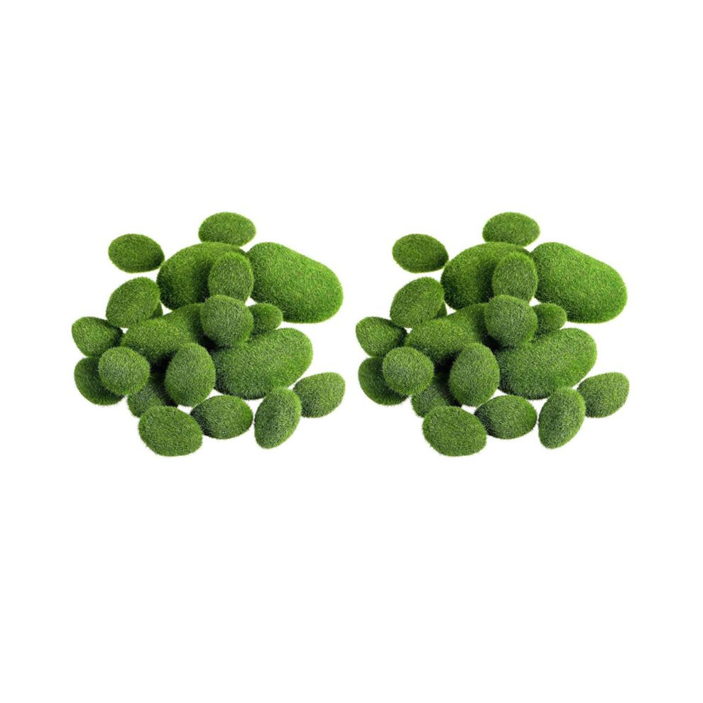 Semoic 66 Pieces 2 Sizes Artificial Moss Rocks Decorative Faux Green Moss Covered Stones