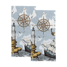 Nautical Hand Towels Set of 2 Soft Absorbent Bath Towels for Bathroom and Kitchen Sailing Design