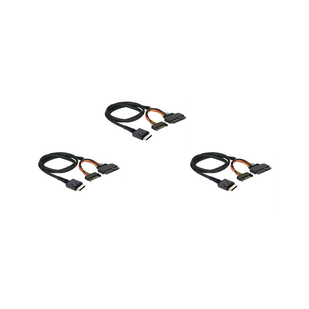 Photos - Cable (video, audio, USB) 3X Gen 4 Oculink SFF-8611 4I to PCIe SFF-8639 U.2 NVMe with 15P Male Power Server Cable