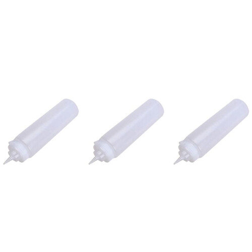 3X 250Ml White Transparent Plastic Sauce Squeeze Bottle Dispenser with Cap 1