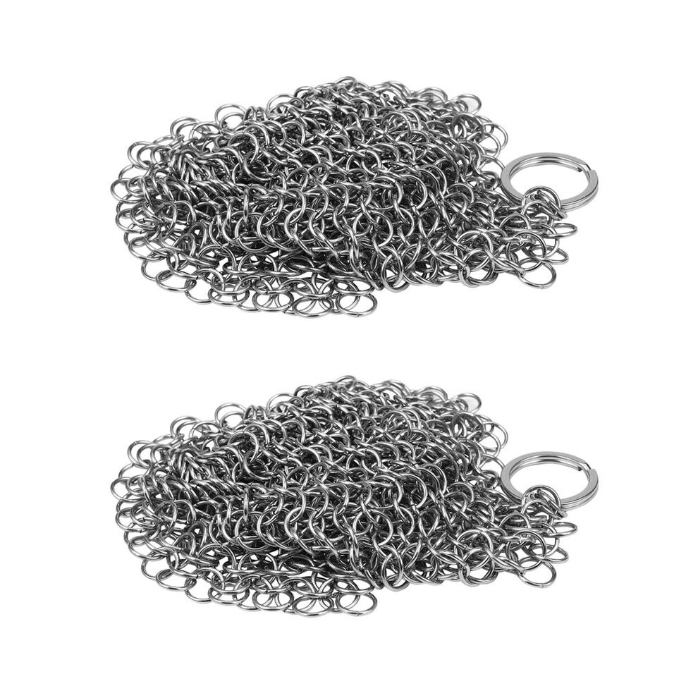 Semoic 2X Cast Iron Cleaner -Premium 316 Stainless Steel Chainmail Scrubber 8X6 Inch