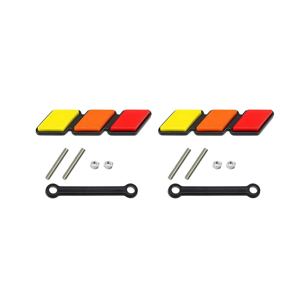 2X Tri-Color Grille Badge Emblem Decoration Car Truck Label For Tacoma 4Runner -Tundra Sequoia Rav4 Highlander Red/Orange/Yellow 6033600664697