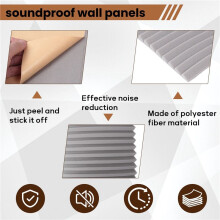 Lot de 60 Panneaux Acoustiques Auto-Adhésifs, Panneaux En Mousse Insonorisée, Panneaux Muraux Insonorisés Haute Densité pour la Maison (Gris)