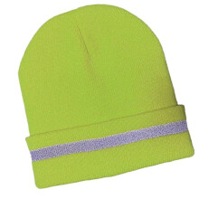10X Unisex Reflective Stripe Knitted Hats Beanies Luminous Outdoor Cycling Ski Warm Caps Women Men,Fluorescent Yellow