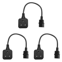 3X IEC320 C14 to UK BS1363A Outlet Socket,IEC C14 Male Plug to UK 3Pin Female Socket Power Adapter Cable (0.)