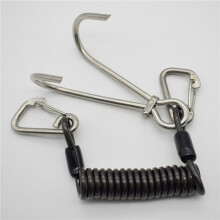 4X Scuba Stainless SteelHook Double Diving Hook with Spiral Coil Lanyard Diving Safe Accessories