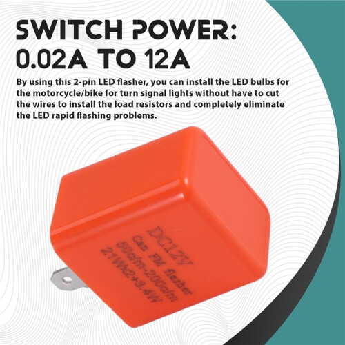 2 Pin Motorcycle Speed Adjustable LED Turn Signal Indicator Flasher Relay 12V 2