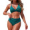 Damen-Bikini-Set mit hoher Taille, zweiteiliger-Malachitgrün L 1