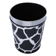 Leather Wastebasket Retro Style Small Trash Can for Bathroom Office Bedroom Vintage Cow Print