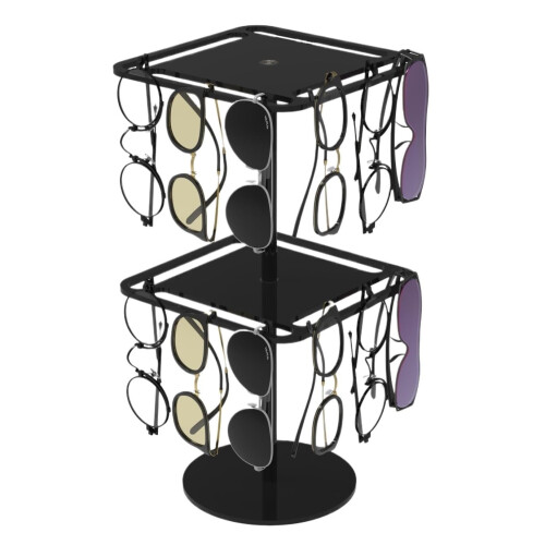 Sunglasses Organizer with 360 Rotating Clear Acrylic Display Stand, ScratchResistant, Black