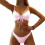 Women's Ribbed High Cut Set Bow String 2 Piece Swimsuit-Pink L 1