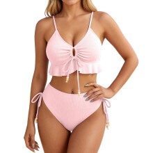 Women's Two Piece Swimsuit Ruffle Bikini High-light pink L