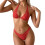 Women's 2 Piece Polka Dots Halter Bikini Set Tie Back-Red L 1