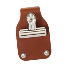 Dark Brown PU Leather Livestock Number Holder with Secure Metal Clip for Horse Saddle Show