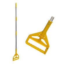 Industrial Mop Handle 59 Inch Heavy Duty Stainless Steel Adjustable Grip for Professional Floor Cleaning (Yellow)