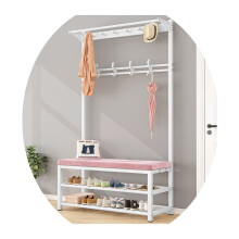 4in1 Hall Tree Coat Rack with Shoe Storage Bench and Hooks, Metal Frame Entryway Organizer