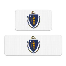 Anti Fatigue Kitchen Mat Set with Non Slip Waterproof Surface and Decorative Massachusetts State Flag Design