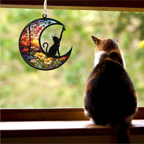 Angel Cat Personalized Commemorative Light Catcher, Pet Commemorative Light Catcher, Window Hanging Light Catcher
