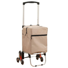 Foldable Stair Climbing Shopping Cart with Adjustable Handle and Large Oxford Bag Khaki