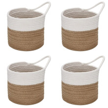 4X Wall Baskets Small Cotton Rope Baskets Woven Baskets Storage Hanging Baskets for Organizing Round Baskets, B