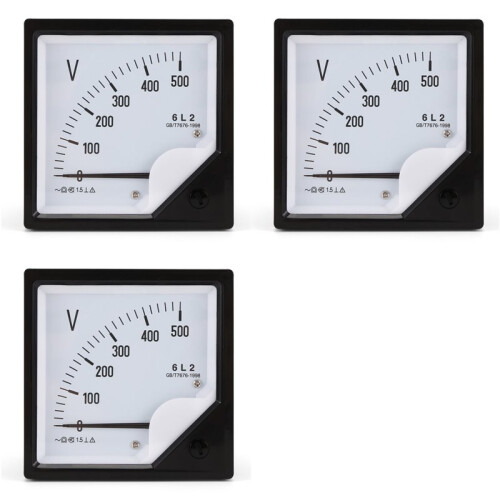 3X 6L2 Voltmeter AC 500V Pointer Typ Spänningsmätare Mekanisk Header