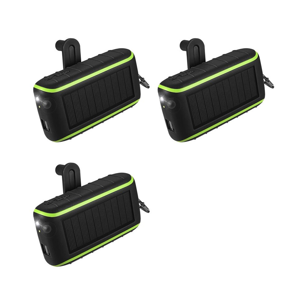 3X Solar Charger, 8000Mah Portable Hand Crank Phone Charger 2 Usb Solar Power Bank With Led Flashlight, Carabiner 6032000489794