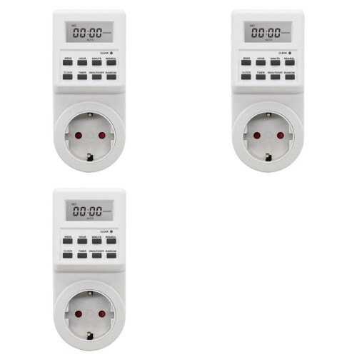 3X Digital Timer Socket Electronic Timing  24h Kitchen Timer Outlet Programmable Socket EU Plug
