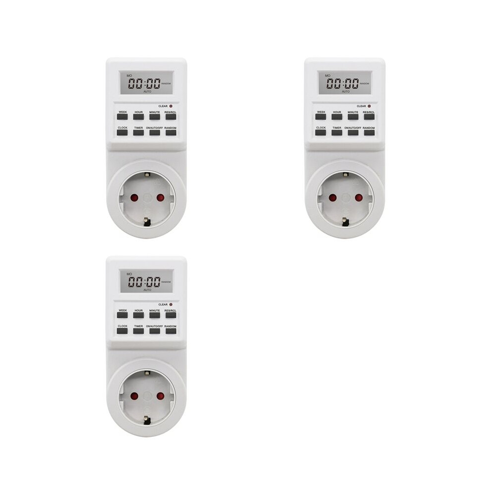 3X Digital Timer Socket Electronic Timing 24H Kitchen Timer Outlet Programmable Socket Eu Plug 4712172061791