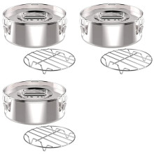 3X Flan Pan Flanera Moule, Moule à Flan en Acier Inoxydable avec Couvercle - Flan Maker pour Pot de 6 Quart