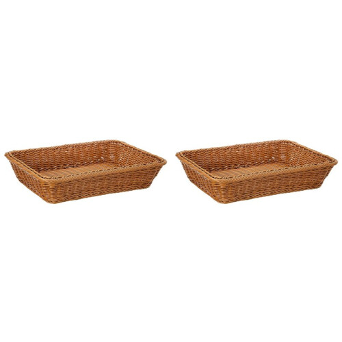 2X Cesta de Armazenamento de Vime de 16 Polegadas, Cesta de Pães Loja de Supermercado Cesta de Exposição de Comida em Tecido Cesta de Servir de