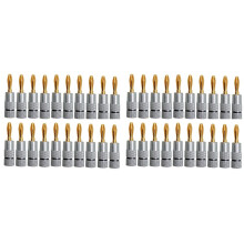 Connettore un Banana da 40 Pezzi Spina un Banana da 4,5 mm Placcata nel Oro 24K con Blocco un Vite per Spine per Altoparlanti Jack Audio Nero +